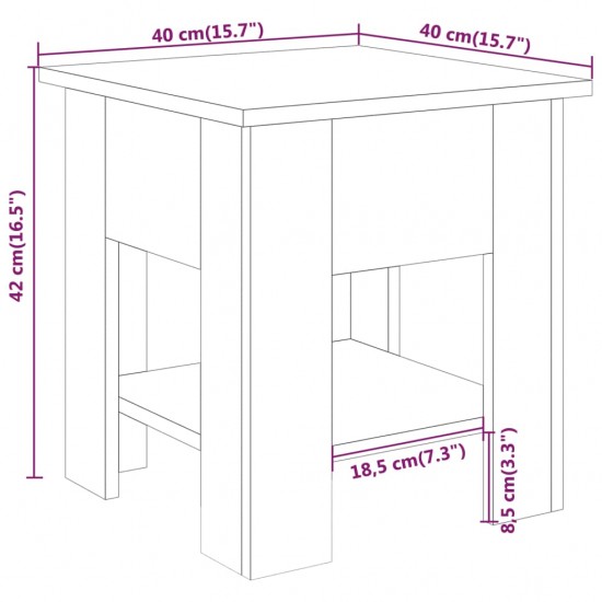Kavos staliukas, baltas, 40x40x42cm, apdirbta mediena, blizgus