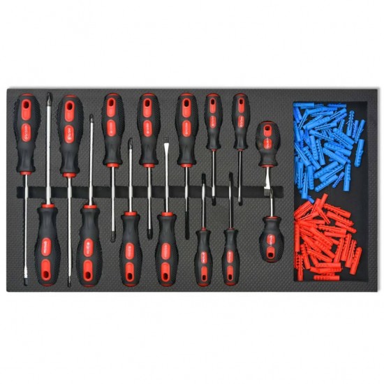 Įrankių vežimėlis su 1125 įrankiais, raudonas, plienas