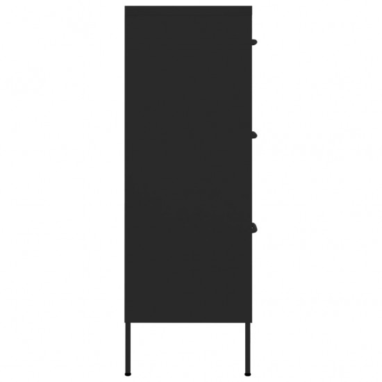 Spintelė su stalčiais, juodos spalvos, 80x35x101,5cm, plienas