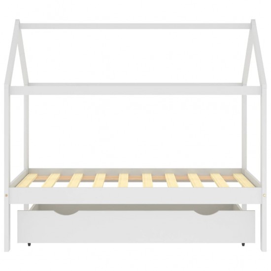 Vaikiškos lovos rėmas su stalčiumi, baltas, 80x160cm, pušis