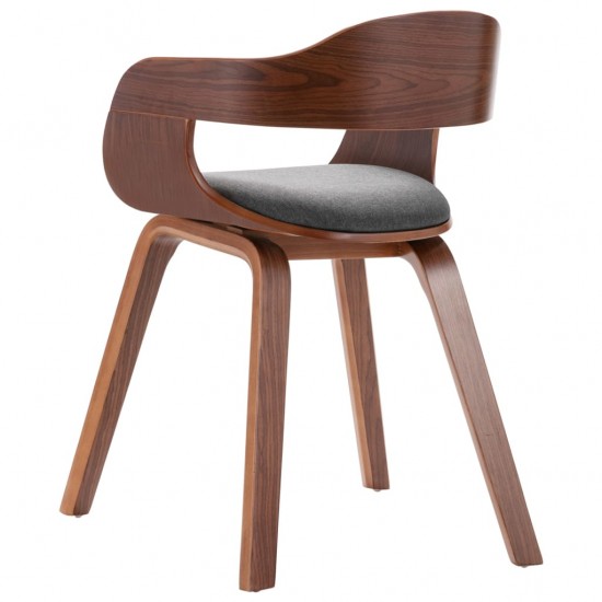 Valgomojo kėdė, tamsiai pilka, lenkta mediena ir audinys