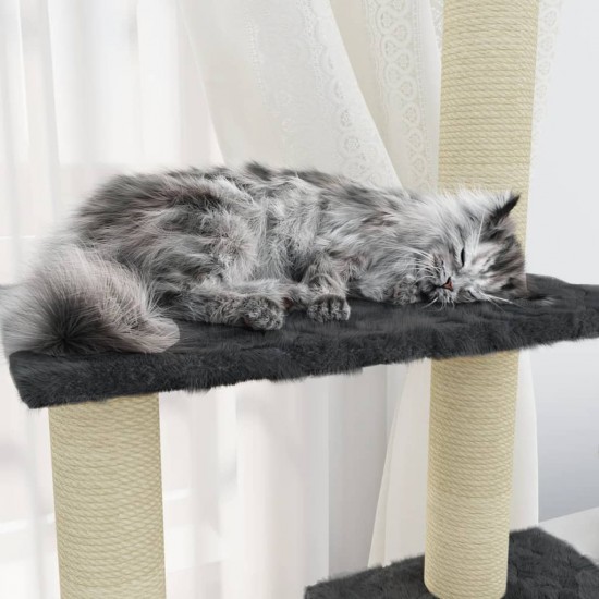 Draskyklė katėms su stovais iš sizalio, tamsiai pilka, 155cm
