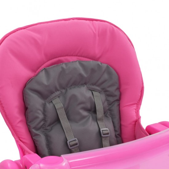Aukšta maitinimo kėdutė, rožinės ir pilkos spalvos