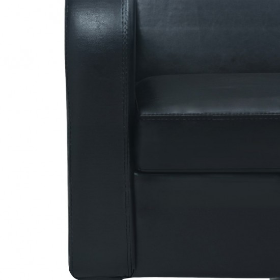 Dvivietė sofa, dirbtinė oda, juoda