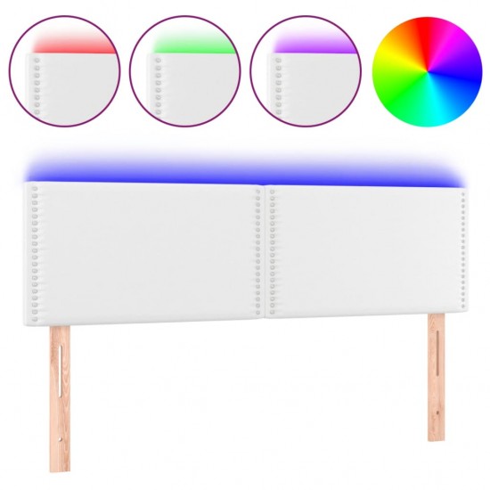 Galvūgalis su LED, baltos spalvos, 144x5x78/88cm, dirbtinė oda