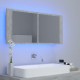 Veidrodinė vonios spintelė su LED, betono, 100x12x45cm, akrilas