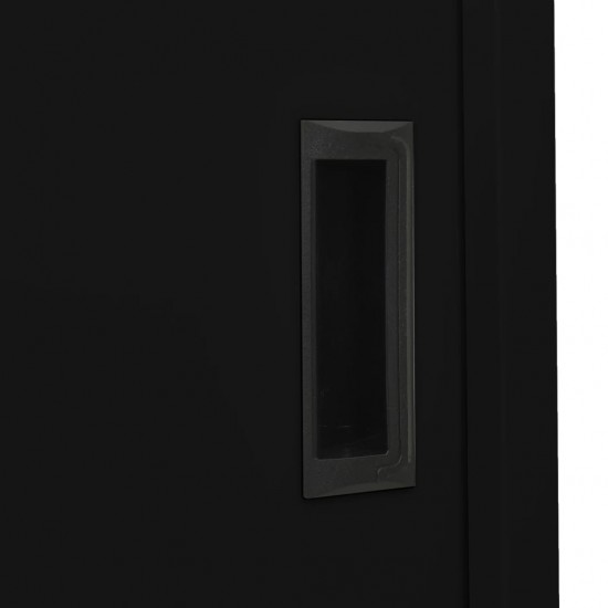 Biuro spintelė su stumdomom durim, juoda, 90x40x180cm, plienas