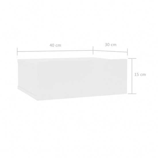 Pakabinamas naktinis staliukas, baltos sp., 40x30x15cm, MDP