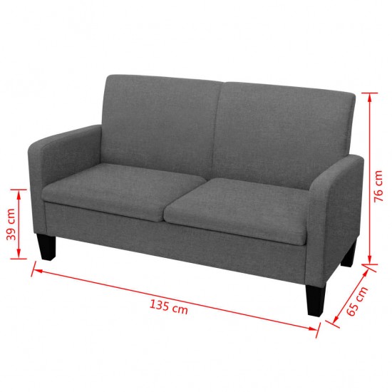 Dvivietė sofa, 135x65x76, tamsiai pilka