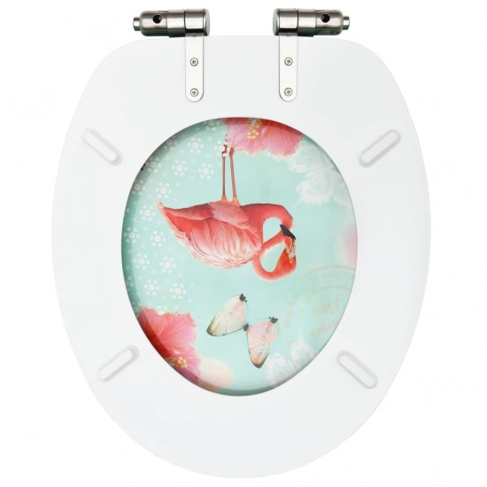 Klozeto sėdynė su soft-close dangčiu, MDF, su flamingais