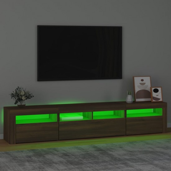 Televizoriaus spintelė su LED, ruda ąžuolo, 210x35x40cm