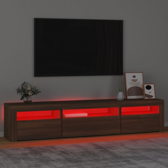 Televizoriaus spintelė su LED, ruda ąžuolo, 195x35x40cm