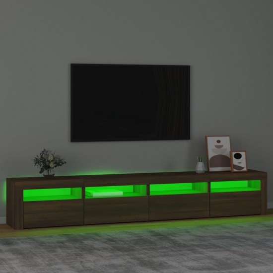 Televizoriaus spintelė su LED, ruda ąžuolo, 240x35x40cm