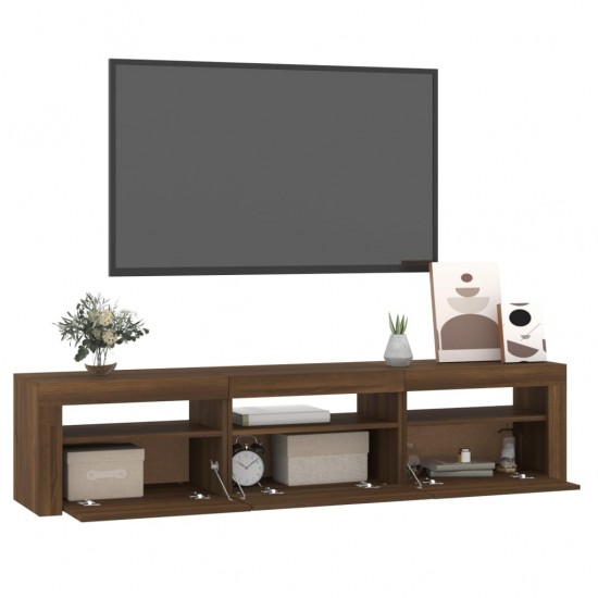 Televizoriaus spintelė su LED, ruda ąžuolo, 180x35x40cm