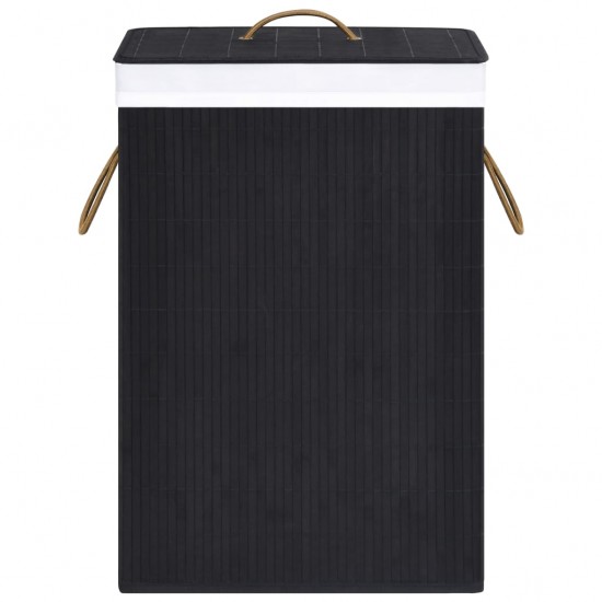 Skalbinių krepšys su vienu skyriumi, juodos spalvos, bambukas
