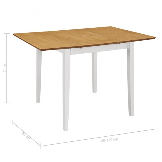 Išskleidž. valg. stalas, baltas, (80x120)x80x74 cm, MDF