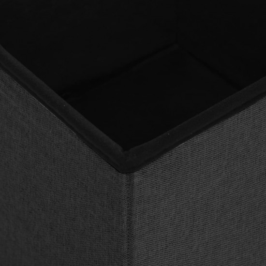 Sulankstoma taburetė-daiktadėžė, juoda, dirbtinis linas