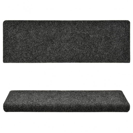 Laiptų kilimėliai, 15vnt., pilkos spalvos, 65x21x4 cm