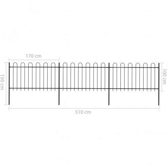 Sodo tvora su apvaliais viršugaliais, juoda, 5,1x1 m, plienas