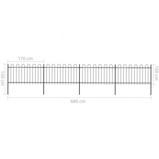 Sodo tvora su apvaliais viršugaliais, juoda, 6,8x1 m, plienas