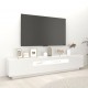TV spintelė su LED apšvietimu, balta, 200x35x40cm, blizgi