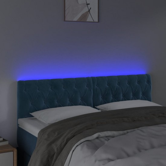 Galvūgalis su LED, tamsiai mėlynas, 144x7x78/88cm, aksomas