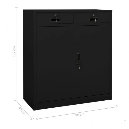 Biuro spintelė, juodos spalvos, 90x40x102cm, plienas