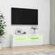 TV spintelė su LED apšvietimu, balta, 100x35x40cm, blizgi