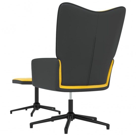 Poilsio kėdė su pakoja, garstyčių geltona, aksomas ir PVC