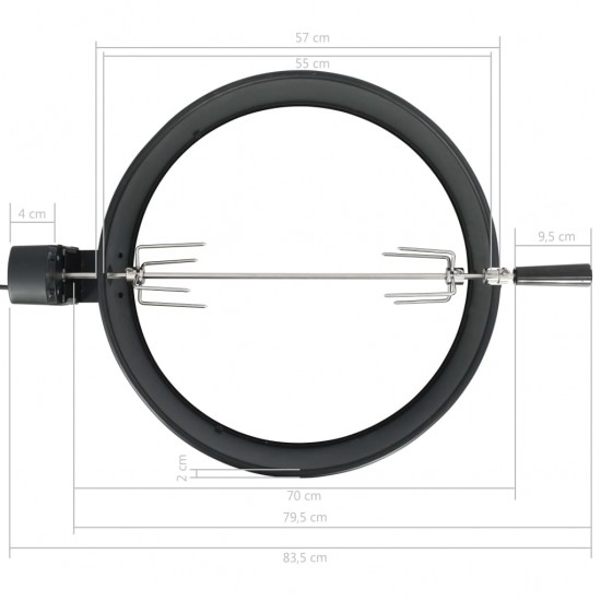 Žiedo formos kepsninės grilio rinkinys, juodas, 57cm