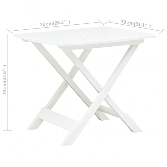 Sulankstomas sodo stalas, baltos spalvos, 79x72x70cm, plastikas