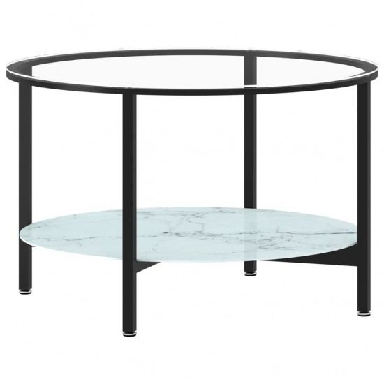 Arbatos staliukas, juodas ir marmuro, 70cm, grūdintas stiklas