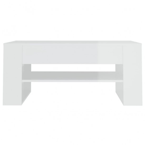 Kavos staliukas, baltas, 102x55x45cm, apdirbta mediena, blizgus