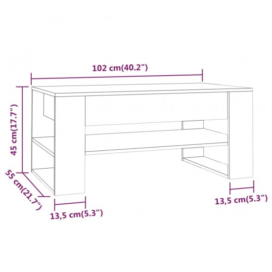 Kavos staliukas, baltas, 102x55x45cm, apdirbta mediena, blizgus