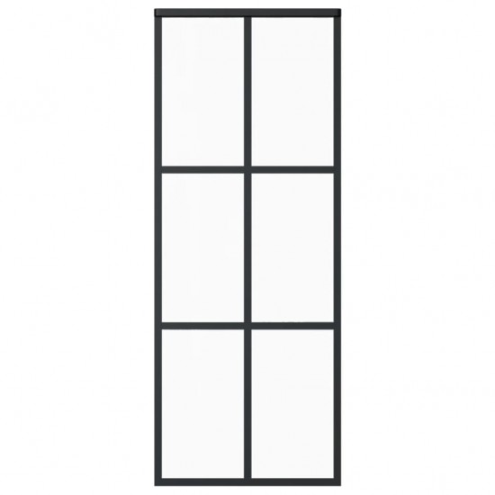 Stumdomos durys, juodos, 76x205cm, ESG stiklas ir aliuminis