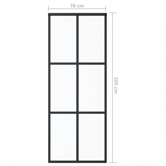 Stumdomos durys, juodos, 76x205cm, ESG stiklas ir aliuminis
