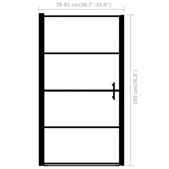 Dušo durys, 81x195cm, juodos spalvos, grūdintas stiklas