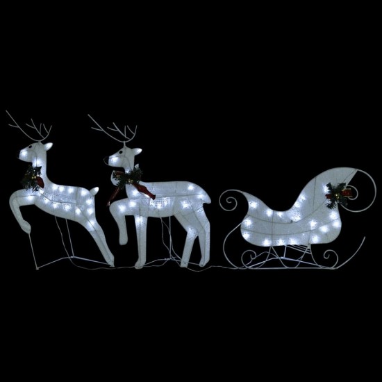 Kalėdų dekoracija elniai ir rogės, baltos spalvos, 60 LED