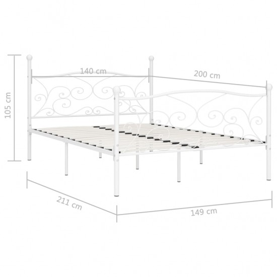 Lovos rėmas su grotelių pagrindu, baltas, 140x200cm, metalas