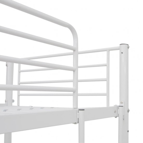 Dviaukštė lova su stalu, baltos spalvos, 90x200cm, metalas