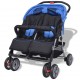 Vaikiškas vežimėlis dvynukams, mėlynas ir juodas, plienas