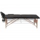Sulankstomas masažo stalas, juodas, 2 zonų, su mediniu rėmu