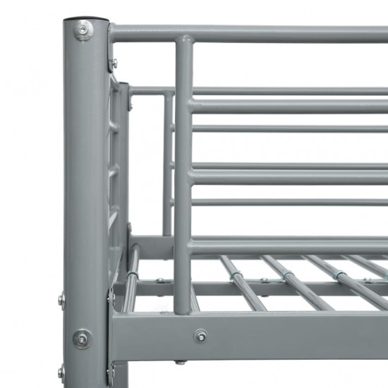 Dviaukštės lovos rėmas, pilkas, 140x200cm/90x200cm, metalas