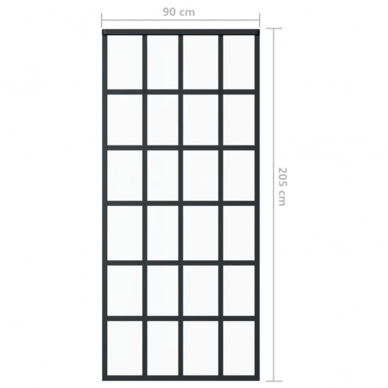 Stumdomos durys, juodos, 90x205cm, ESG stiklas ir aliuminis