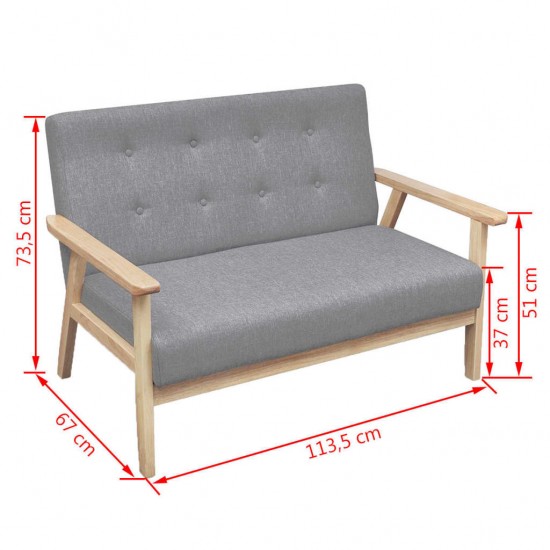 Dvivietė sofa, šviesiai pilkos spalvos, audinys