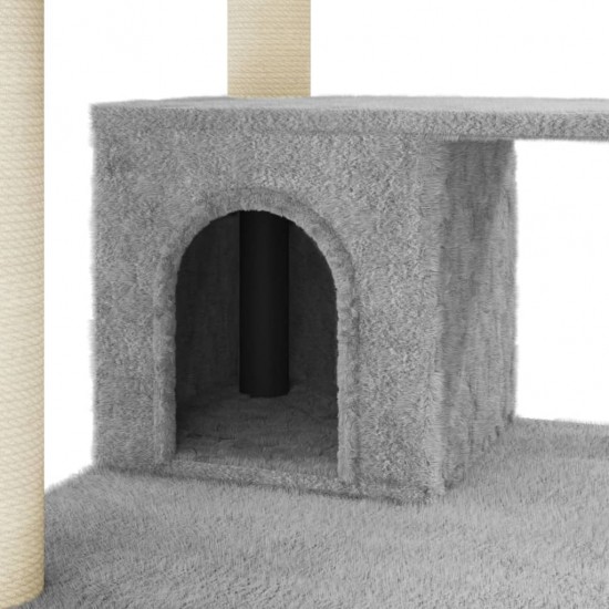 Draskyklė katėms su stovais iš sizalio, šviesiai pilka, 183cm