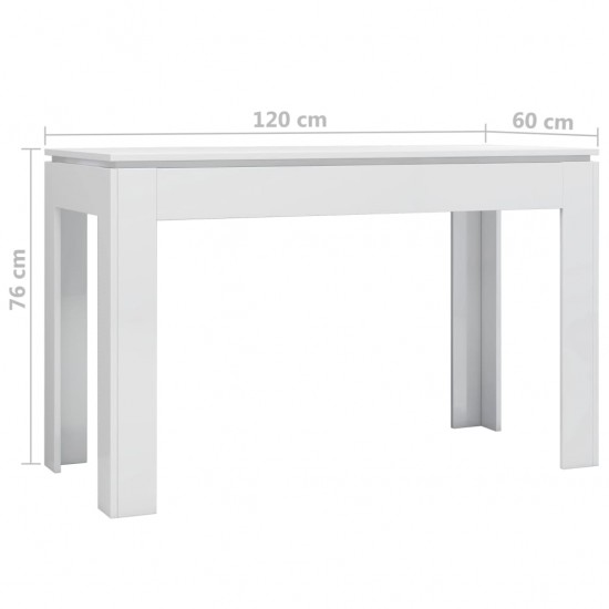 Valgomojo stalas, baltas, 120x60x76cm, MDP, ypač blizgus