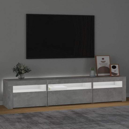 TV spintelė su LED apšvietimu, betono pilka, 195x35x40cm