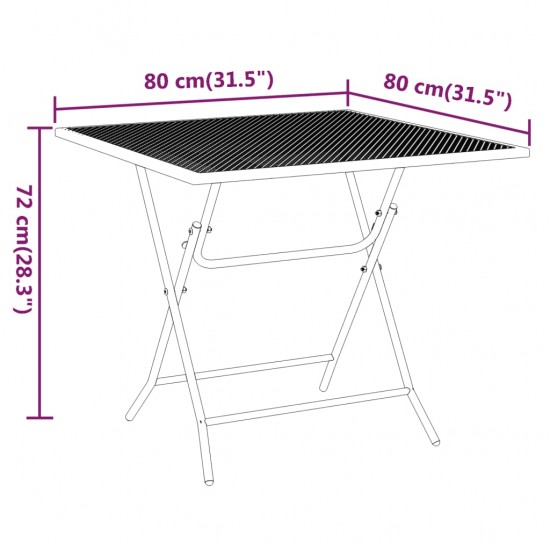 Sodo stalas, antracito, 80x80x72cm, plėsto metalo tinklelis