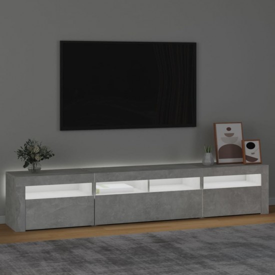 TV spintelė su LED apšvietimu, betono pilka, 210x35x40cm